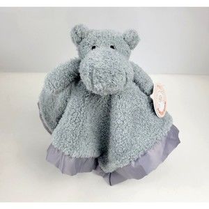 Apricot Lamb Gray Hippo Plush Lovey Baby Security Blanket Satin Infant Toy NWT